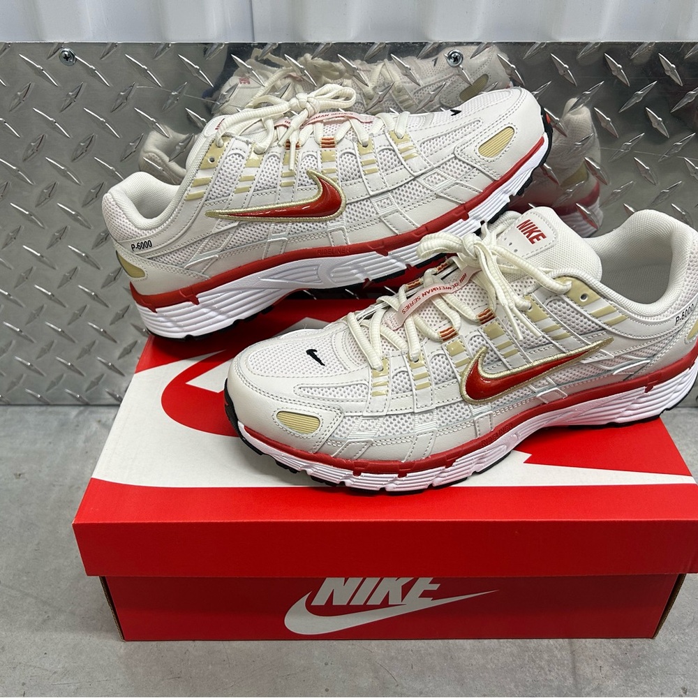 Nike P6000 Athletic Shoes in White and Red